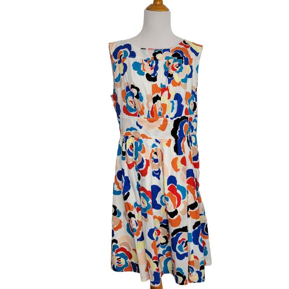 Plenty by Tracy Reese Tabitha Floral Dress Fit Flare Cotton Bold Women 14 - Picture 2 of 13